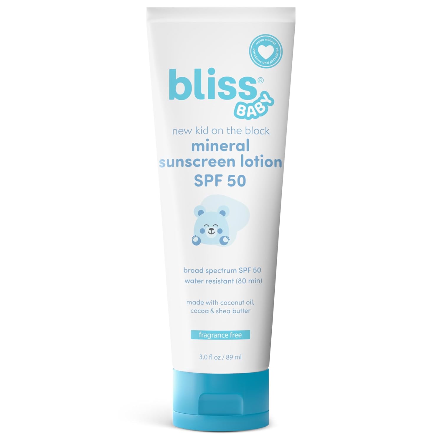 Bliss Baby Sunscreen, Premium Spf 50 Mineral Lotion, Natural Zinc Oxide, Fragrance-Free, Hypoallergenic & Dermatologist Tested, Water-Resistant, Vegan, Sensitive Skin - For Babies, Kids & Whole Family