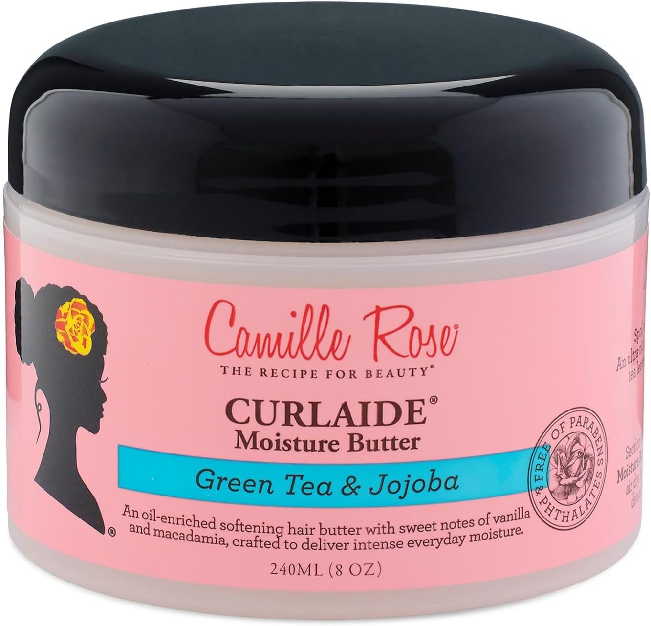 Camille Rose Curlaide Moisture Oil-Enriched Leave-In Hair Butter, Moisturise And Strengthen, Green Tea And Jojoba, 240 Ml (Pack Of 1)