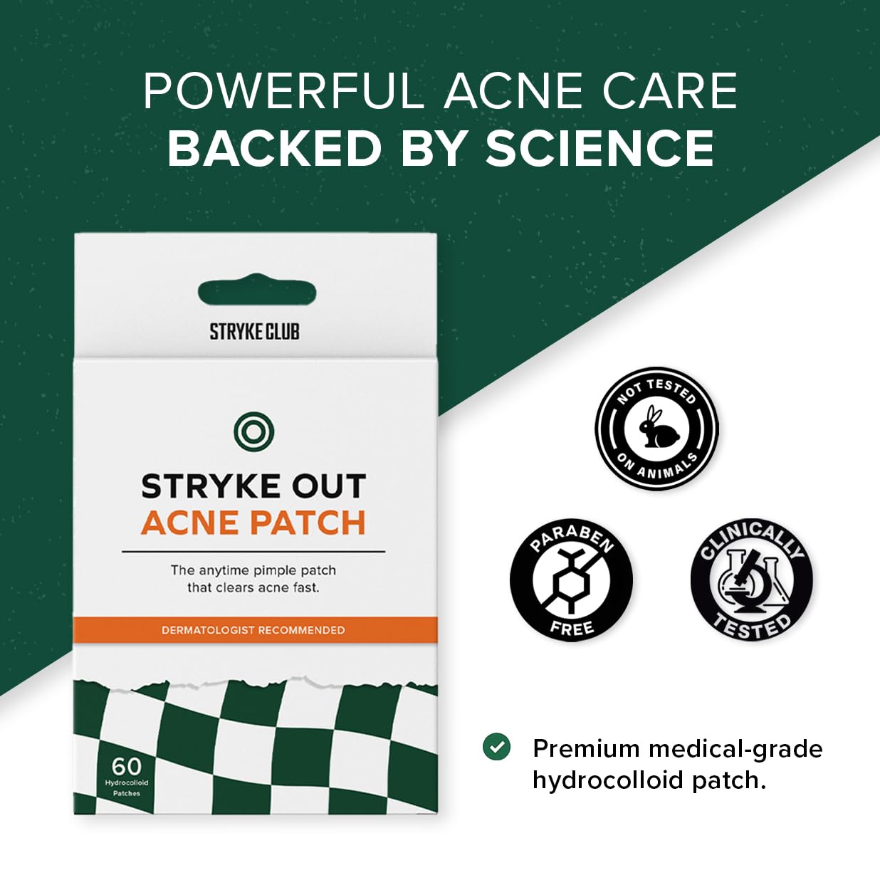 Stryke Club Acne Patch, Hyrocolloid Sticker, For Teens, Fast Acting Treatment, Ultra-Thin Matte, Uv-Sterilized, Non-Toxic, 60 Count : Beauty & Personal Care