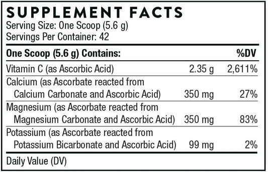 Thorne Buffered C Powder - Vitamin C (Ascorbic Acid) With Calcium, Magnesium, And Potassium - 8.32 Oz