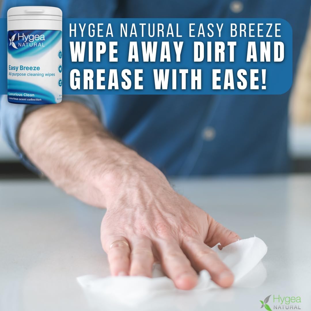 Easybreeze All Purpose Cleaning Wipes - Biodegradable Bamboo Wipes For Multi-Surface Cleaning - Environmentally Responsible - Luxurious Clean Scented (Single Pack Of 50 Wipes)