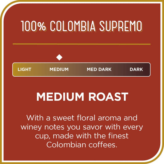 Don Francisco's 100% Colombia Supremo Medium Roast Whole Bean Coffee (20 oz Bag)