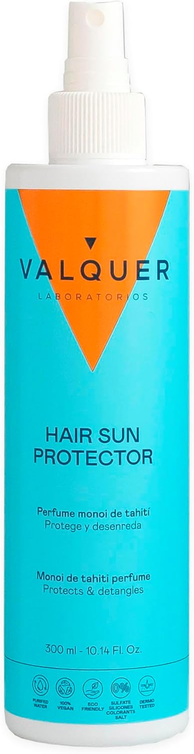 Valquer Laboratorios ‚ Sonnenschutzspray Für Das Haar ‚ Schützt Das Haar Gegen Sonne, Salz Und Chlor ‚ Mit Revierbalsam Und Vitamin B5 ‚ Tahitianischer Monoi, Einzeln, 300 Ml