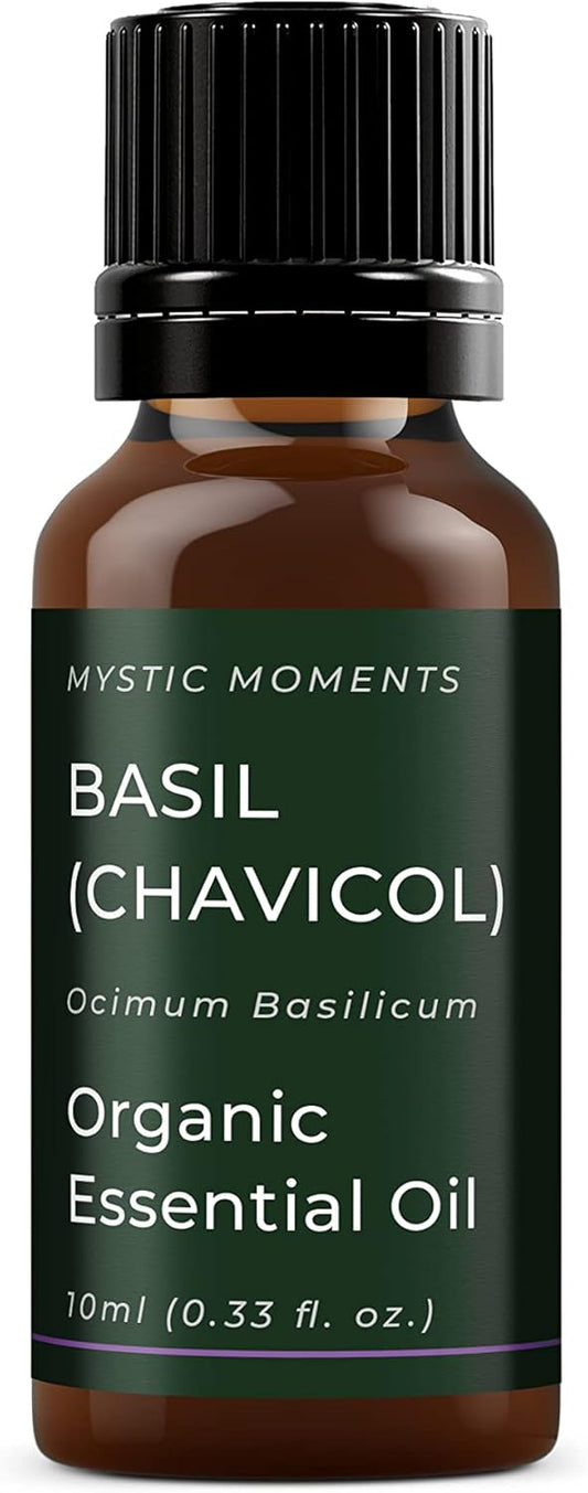 Mystic Moments | Organic Basil (Chavicol) Essential Oil 10Ml - Pure & Natural Oil For Diffusers, Aromatherapy & Massage Blends Vegan Gmo Free