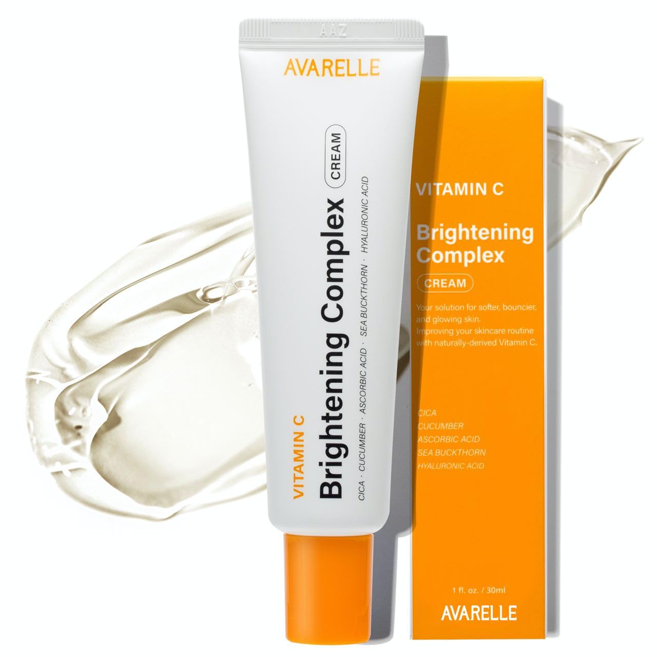 Avarelle Vitamin C Brightening Complex Moisturising Cream | Dark Spot And Hyperpigmentation Brightening Cream For All Skin Types | Naturally Derived Sea Buckthorn, Cucumber, Hyaluronic Acid, Cica