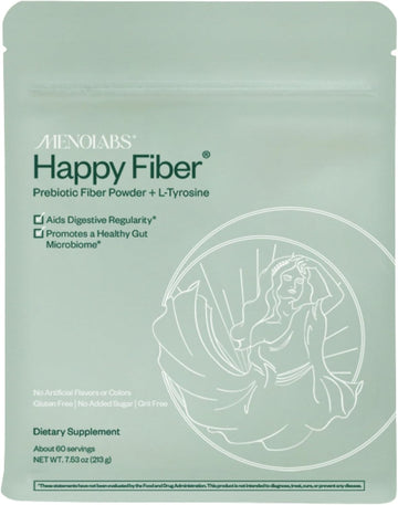 Menolabs Happy Prebiotic Fiber Supplement - 60 Servings (213 G) - Expertly-Formulated Menopause Supplements For Women, With L-Tyrosine