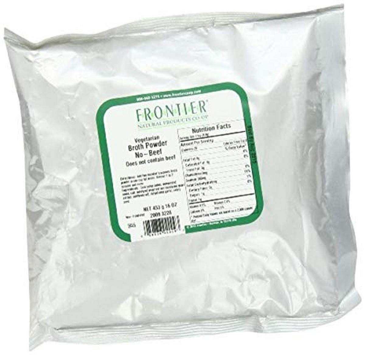 Frontier Co-Op No Beef Broth Powder, 1-Pound Bulk Bag, Vegetarian Beef Broth, Soup Base, Gravy, Hot Drink, Kosher