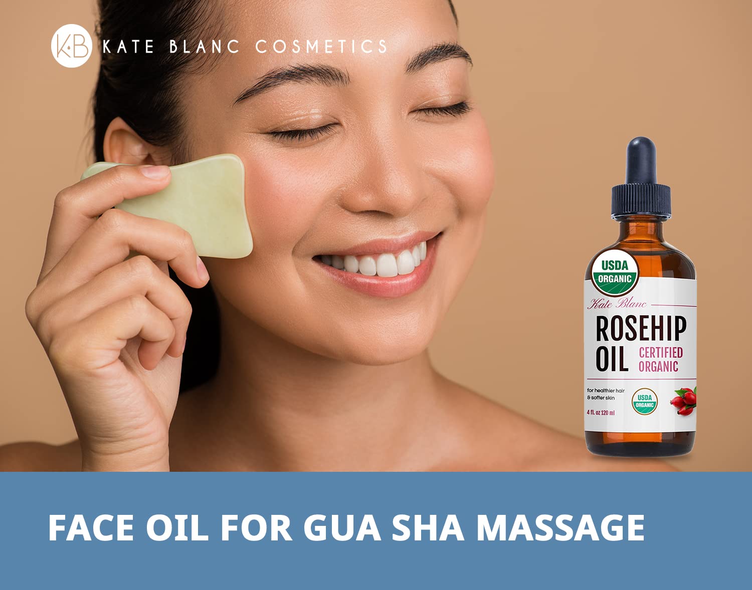 Kate Blanc Cosmetics Rosehip Oil For Face & Skin (4Oz, Organic, Pure, Cold Pressed) Rosehip Seed Face Oil For Facial & Gua Sha Massage : Beauty & Personal Care