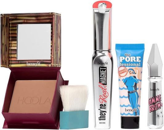 Benefit Holiday Cutie Beauty Set including Gimme Brow+ (Shade 3), They're Real! Magnet Mascara, Hoola Bronzer & Porefessional Hydrate Primer (Worth £87)
