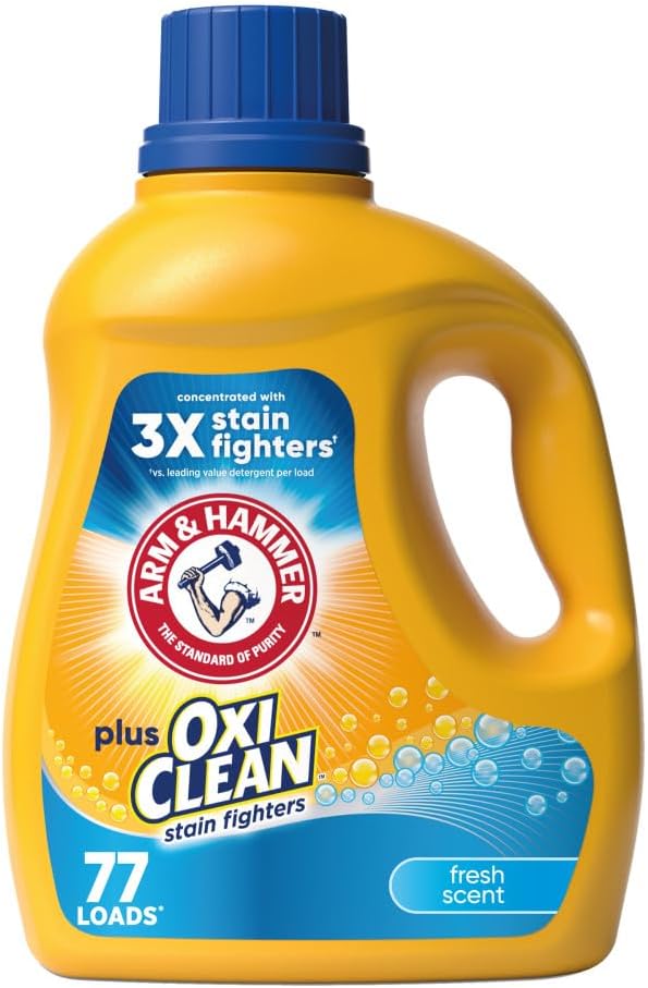 Arm & Hammer Plus Oxiclean Fresh Scent, 77 Loads Liquid Laundry Detergent, 100.5 Fl Oz