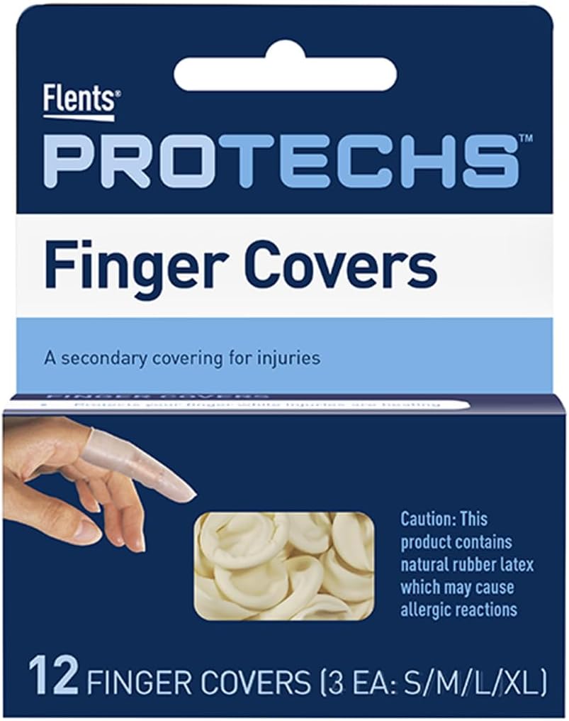 Flents First Aid Finger Covers, 12 Count, Large Protects Finger While Healing From Injury