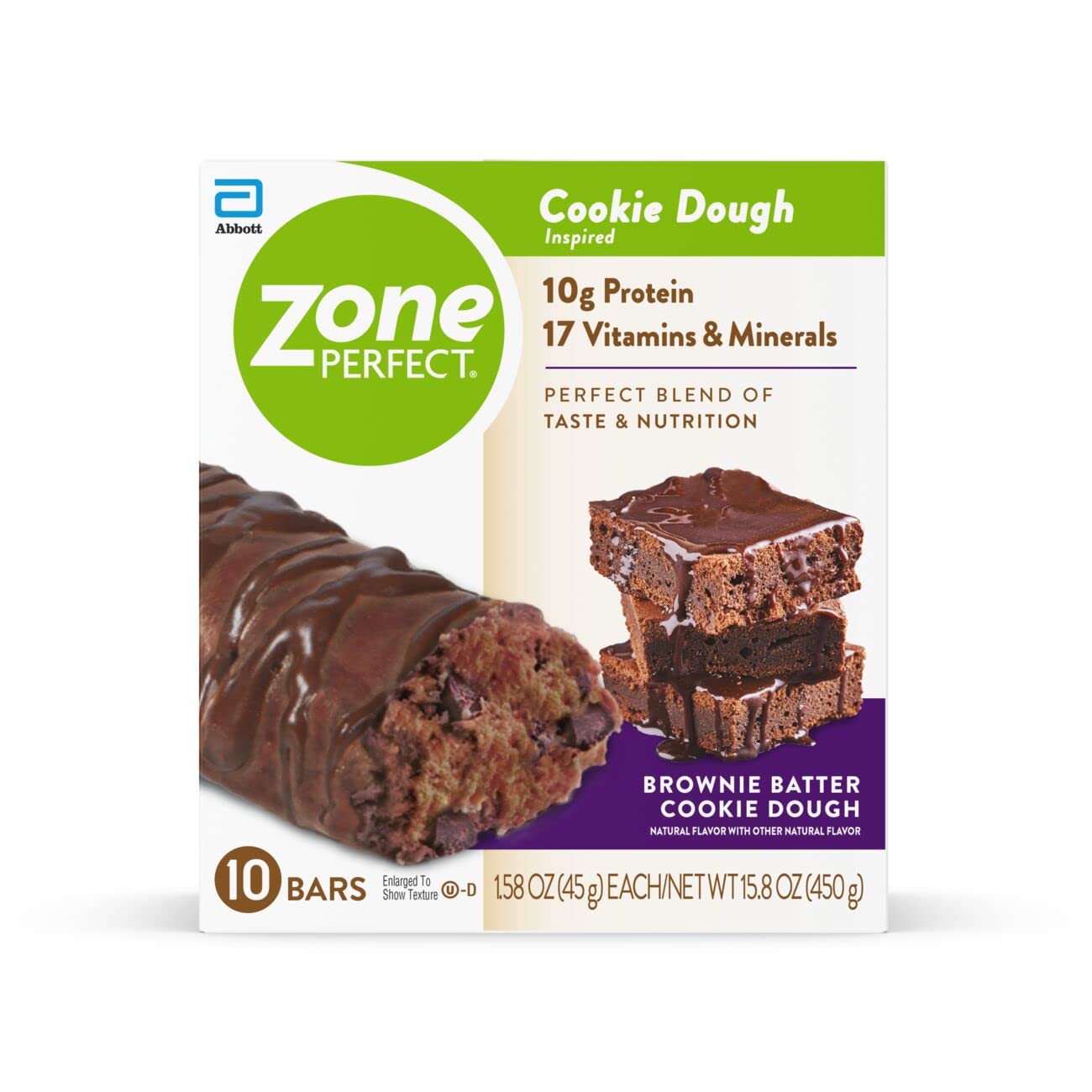 Zoneperfect Protein Bars, 17 Vitamins & Minerals, 10G Protein, Nutritious Snack Bar, Brownie Batter Cookie Dough, 20 Bars