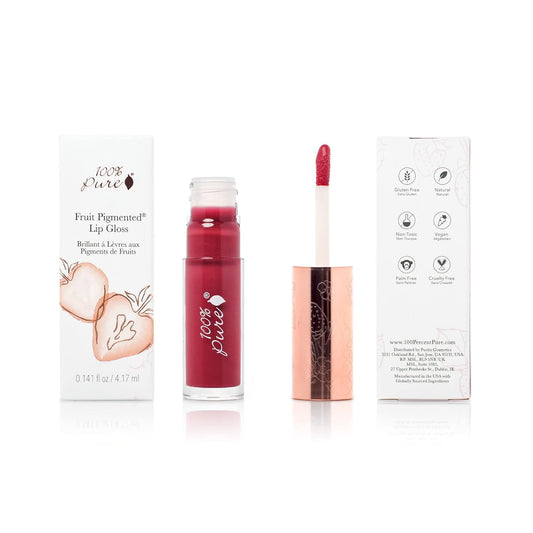 100% Pure Lip Gloss (Fruit Pigmented), Pink Caramel, High Shine, Moisturizing, Natural Lip Gloss, Sheer Finish, Tinted Lip Gloss W/Cocoa Butter, Vitamin E (Nude Rosy Brown Color) - 0.14 Fl Oz