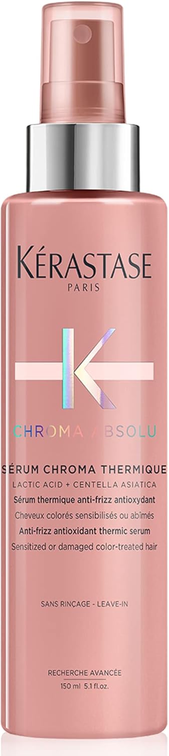Kérastase Chroma Absolu, Heat Protection Serum, Anti-Frizz, For Sensitised Or Damaged Color-Treated Hair, With Vitamin E & Lactic Acid, Sérum Chroma Thermique, 150Ml