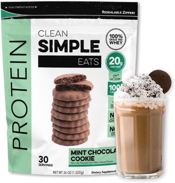 Clean Simple Eats Mint Chocolate Cookie Whey Protein Powder, Natural Sweetened And Cold-Processed Whey Protein Powder, 20 Grams Of Protein (30 Servings)