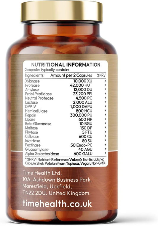 Digestive Enzymes – Comprehensive Food Intolerance Complex – Targets Multiple Intolerances Including Gluten, Lactose & Casein – 120 Capsules – Uk Made – Zero Additives (120 Count (Pack Of 1))