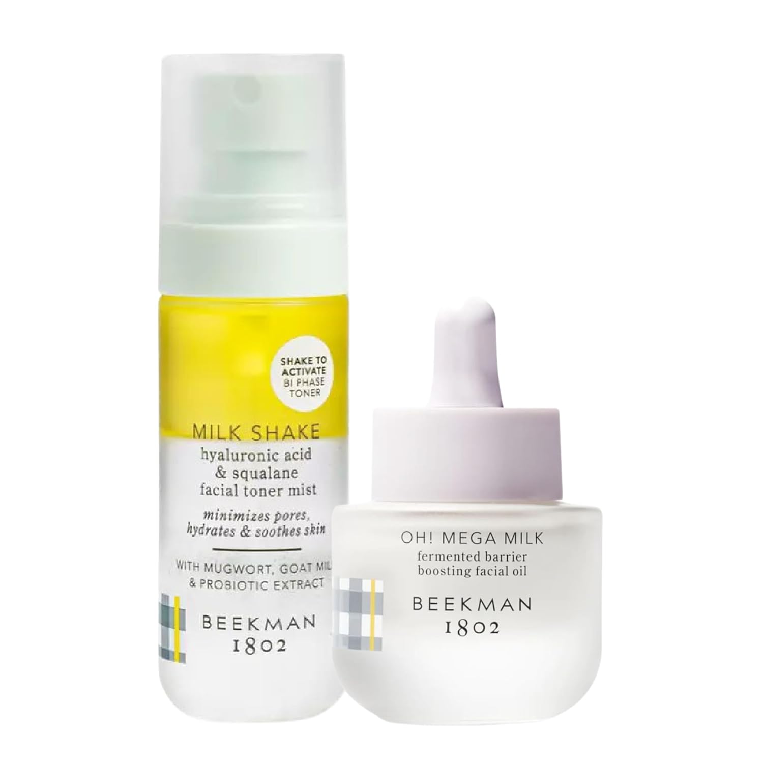 Beekman 1802 Milk Shake Hydrating Toner & Face Mist (2 Fl Oz) + Oh! Mega Milk Facial Oil (0.5 Fl Oz) - Good For Sensitive Skin - Cruelty Free