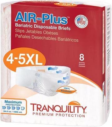 Tranquility Bariatric Disposable Briefs 4X-Large With Air-Plus Fully Breathable Fabric For Skin Dryness & Integrity, High Waistline, Latex-Free, 34Oz Capacity, 32Ct Case