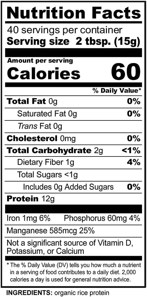 NutriBiotic Certified Organic Plain Rice Protein, 21 Ounce | Low Carbo