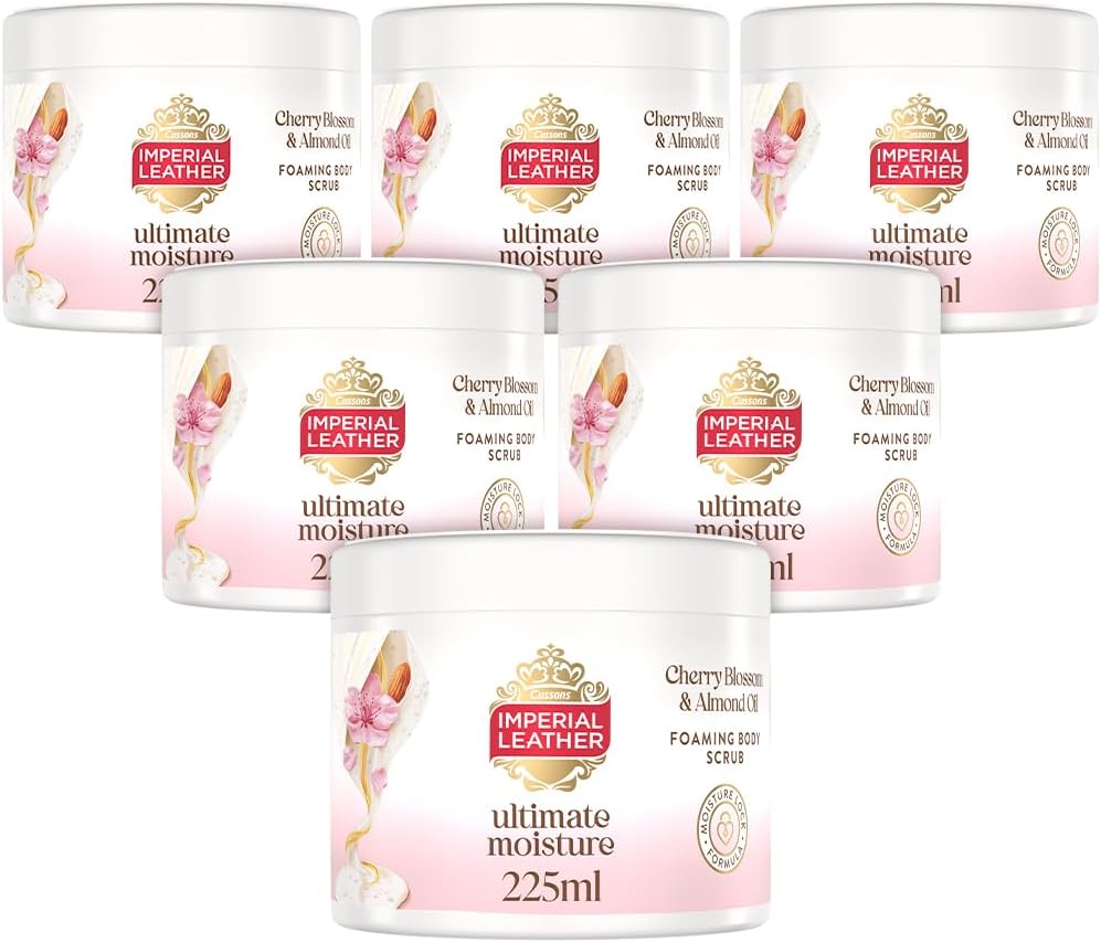 Imperial Leather Ultimate Moisture Vanilla & White Orchid Foaming Exfoliating Body Scrub, Ultra Rich Lather, Suitable For Sensitive Skin, Vegan & Cruelty Free (225Ml), Multipack 6 X 225Ml