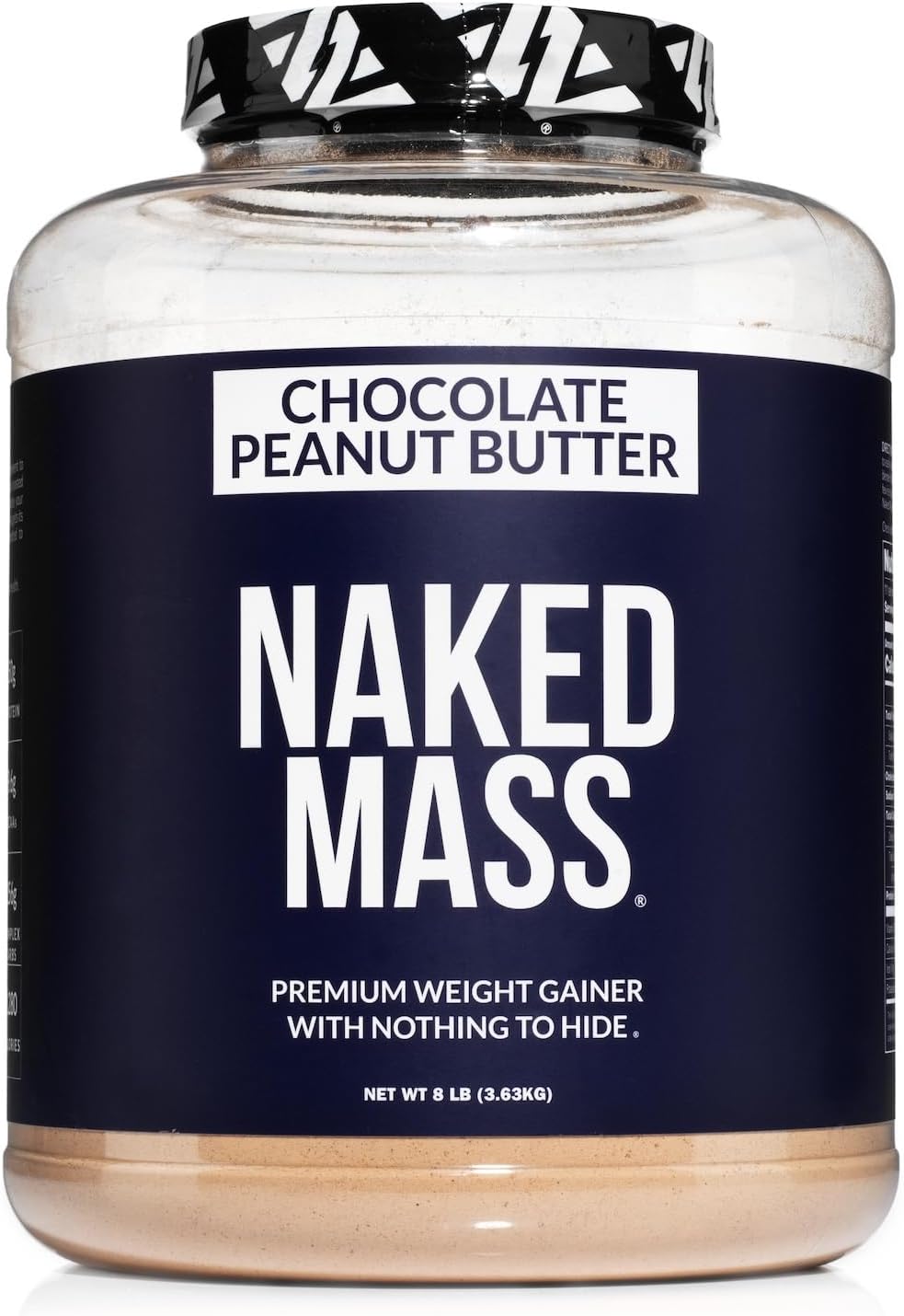 Naked Chocolate Peanut Butter Mass - 1,280 Calories, 50G Protein, Nothing Artificial. All Natural Weight Gainer Protein Powder - 8Lb Bulk, Gmo Free, Gluten Free & Soy Free