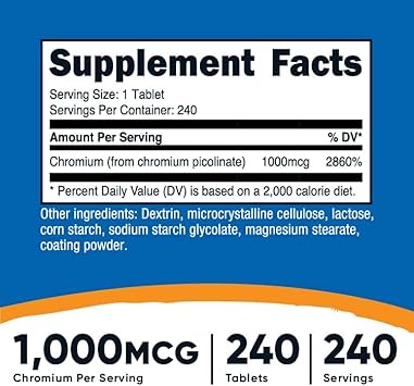 Nutricost Chromium 1000mcg, 240 Tablets - Gluten Free, Non-GMO