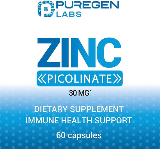 Zinc Picolinate 30mg [High Absorption] Supplement ? Zinc Picolinate for Immune Support System 60 Capsules