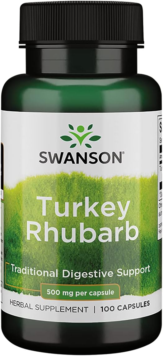 Swanson Turkey Rhubarb - Herbal Supplement For Digestive Health - (100 Capsules, 500Mg Each)