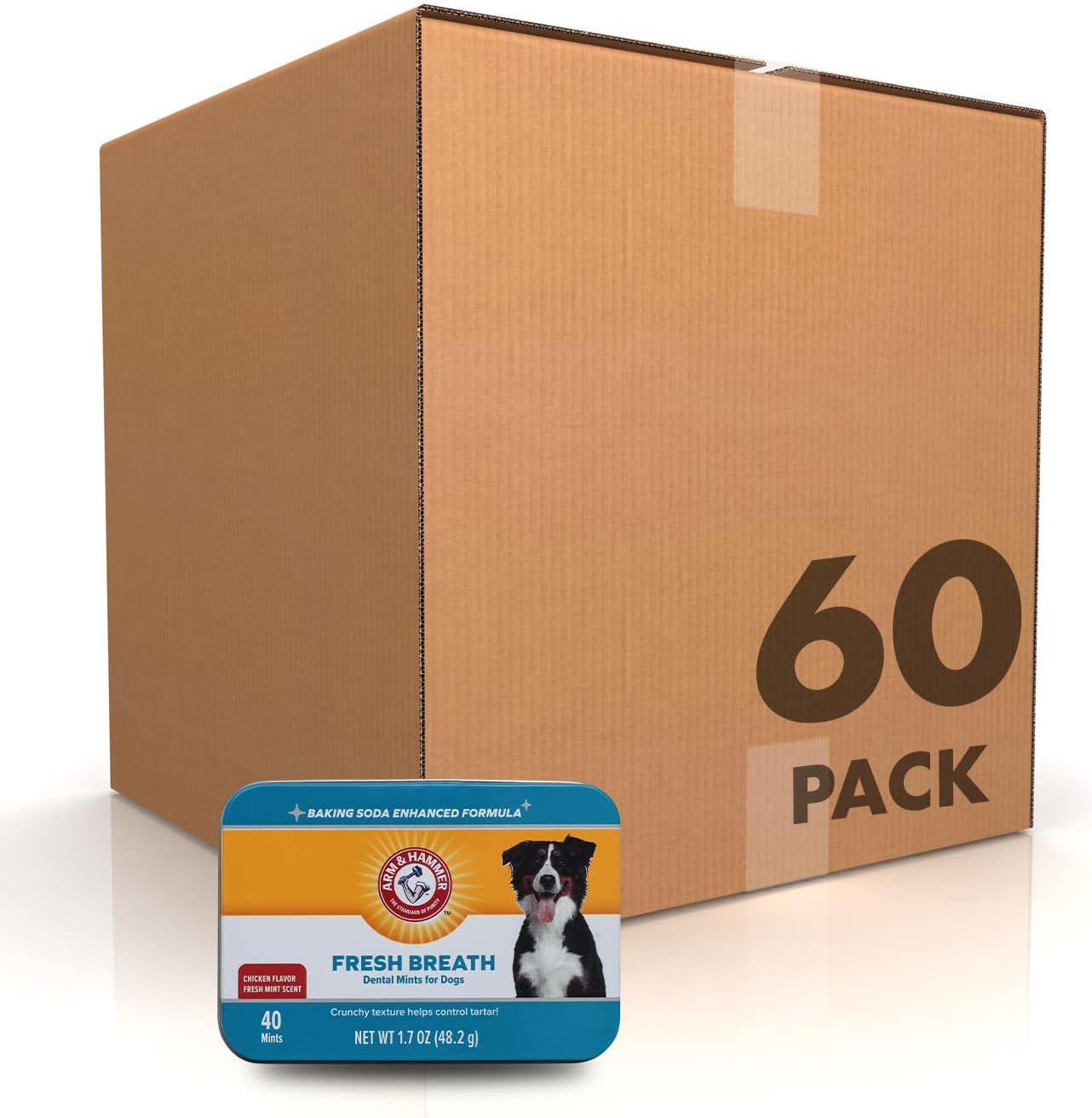 Arm & Hammer for Pets Dental Mints for Dogs, Fresh Breath | Get Fresh Doggie Breath Without Brushing, Way to Fresher Dog Breath | Chicken Flavor, 40 Count - 60 Pack