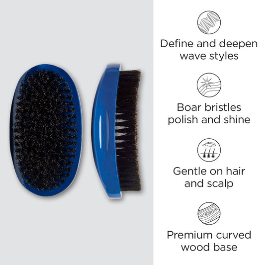 Diane Prestige 100% Boar Bristle Curved Military Wave Brush for Men and Barbers – Medium Bristles for Thick to Curly Hair – Use for Detangling, Smoothing, Wave Styles, Gentle on Scalp, Gives Shine