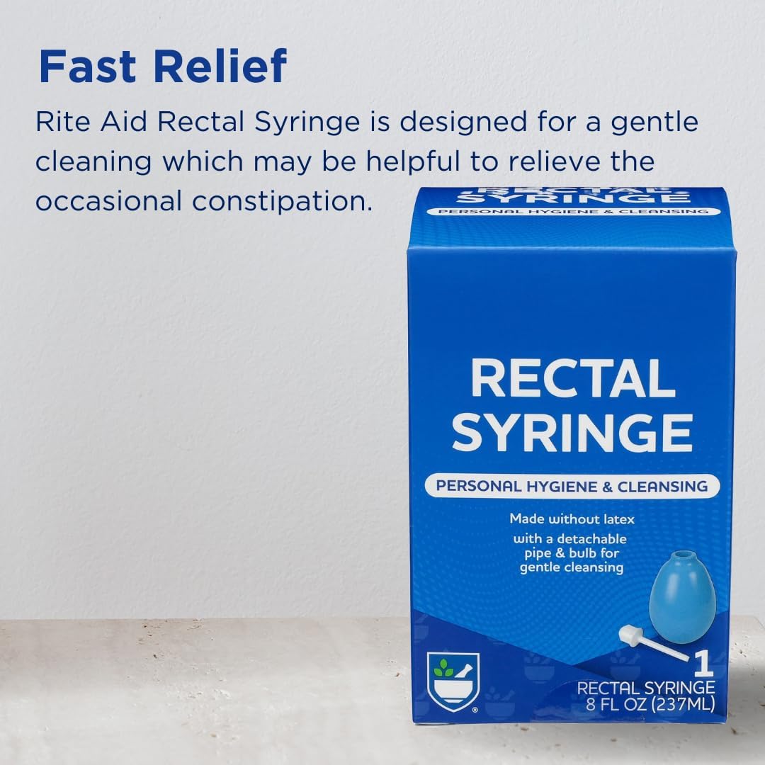 Rite Aid Rectal Enema Bulb - 1 Syringe (8 fl oz), Reusable Rectal Douche for Gentle Cleansing for Men and Women : Health & Household