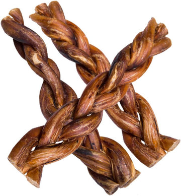 hotspot pets Braided Bully Sticks for Dogs - Premium All Natural Long Lasting Twisted Beef Pizzle Dog Chew Treats - Grain Free Fully Digestible Rawhide Alternative - 6 Inch Stix (20 Pack)