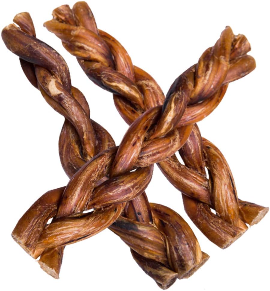 hotspot pets Braided Bully Sticks for Dogs - Premium All Natural Long Twisted Beef Pizzle Dog Chew Treats - Grain Free Fully Digestible Rawhide Alternative - 6 Inch Stix (5 Pack)
