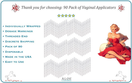 Extra Disposable Vaginal Applicators, Individually Wrapped with Dosage Markings (90 Pack)