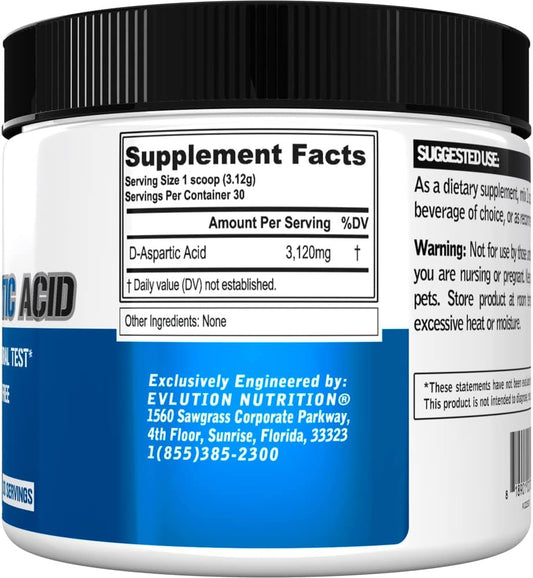 D Aspartic Acid Testosterone Booster for Men - 3120mg DAA D-Aspartic Acid Pre Workout Powder Muscle Builder for Men 3.12g - Men's Health Supplement for Enhanced Drive Potency and Vigor - Unflavored