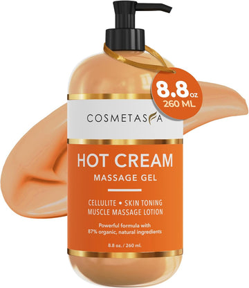 Cosmetasa Hot Cream For Belly - 87% Organic Cellulite Cream - Natural Sweat Cream Massage Gel - Cream For Stomach, Abdomen, Sore Joints, Muscles, Workout (8.8 Oz)