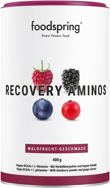 foodspring Recovery Aminos, 400g, Wild Berries, Clean Post-Workout Drink with Plant-Based BCAAs