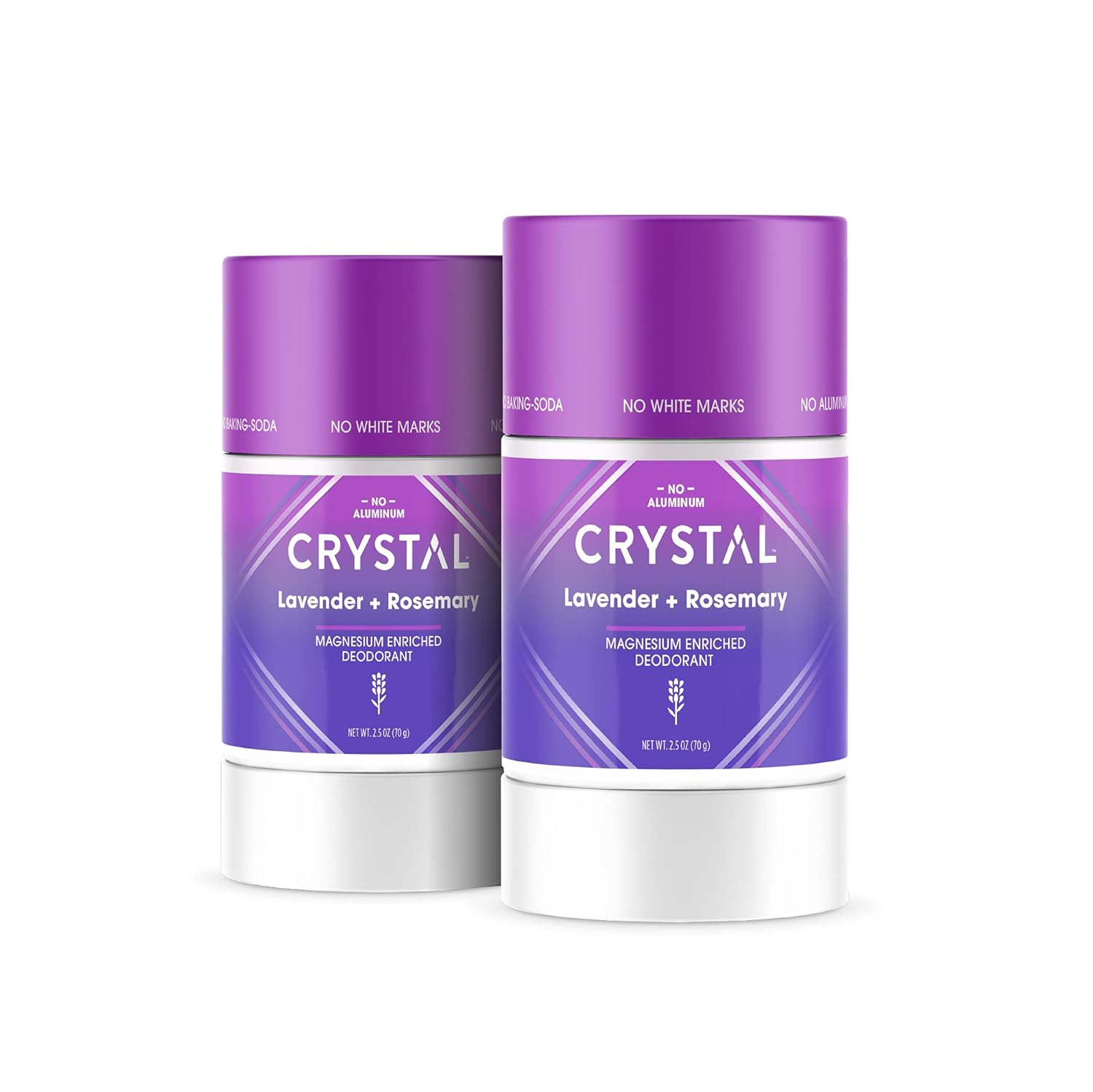 Crystal Deodorant Magnesium Solid Stick Natural Deodorant, Lavender + Rosemary, 2.5 oz (Pack of 2)