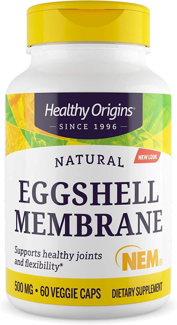 Healthy Origins Eggshell Membrane (NEM), 500 mg - Natural Collagen and Joint Support Supplement - Gluten-Free Supplement - 60 Veggie Capsules
