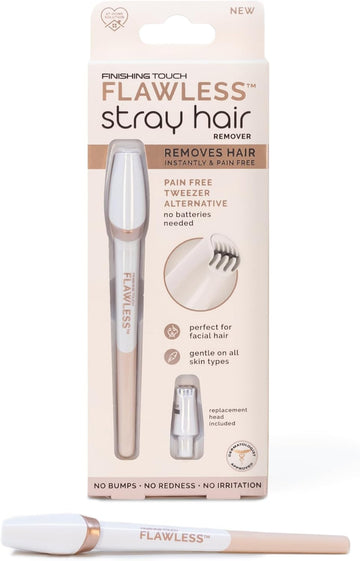 Finishing Touch Flawless Stray Hair Remover, Precise Micro-Blade Hair Removal Tool, Designed to Painlessly Cut Stray Hairs from Chin and Lips to Fingers and Toes, for All Skin Types