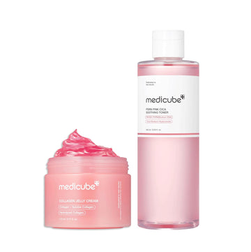 Medicube Pink Glow Home Care Duo: Pdrn Pink Peptide Toner And Collagen Jelly Cream (110Ml)