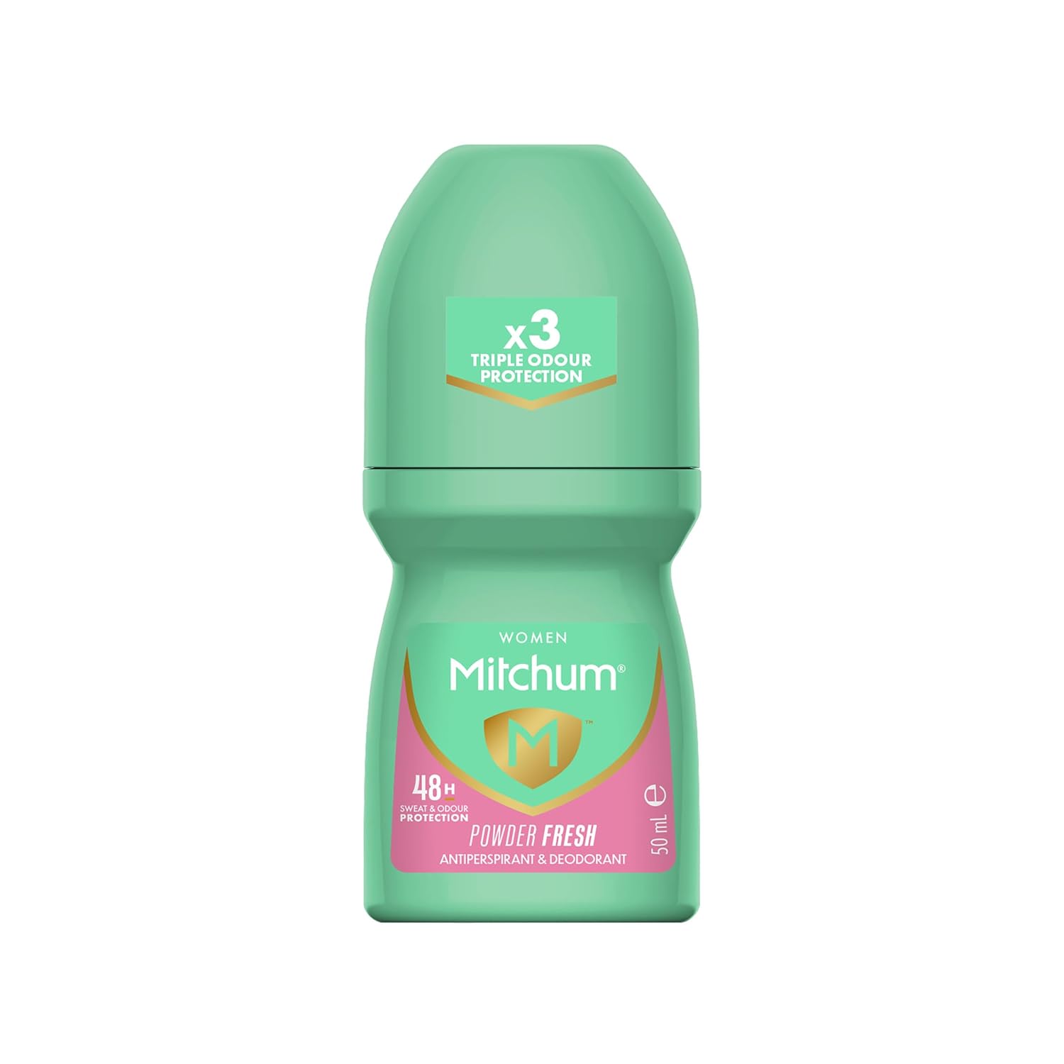 Mitchum Women’S Triple Odor Protection Antiperspirant & Deodorant Roll-On, Powder Fresh, 48Hr Protection, Vegan, 1.7 Oz