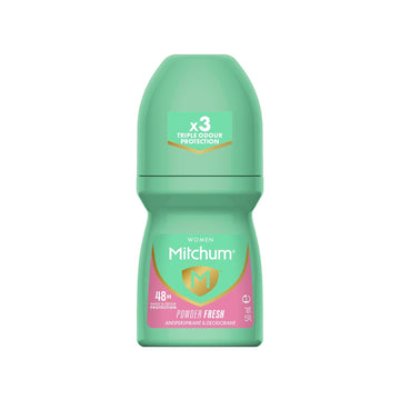 Mitchum Women’S Triple Odor Protection Antiperspirant & Deodorant Roll-On, Powder Fresh, 48Hr Protection, Vegan, 1.7 Oz