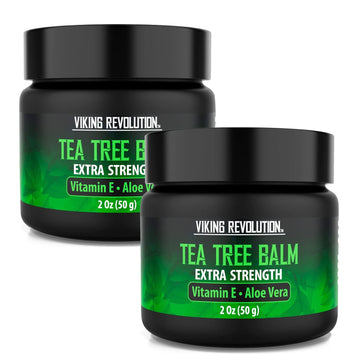 Viking Revolution Tea Tree Oil Cream - Super Balm Athletes Foot Cream - For Eczema, Jock Itch, Ringworm, Nail Treatment - Soothing Skin Moisturizer For Itchy, Scaly, Cracked Skin, 2 Ounce (Pack Of 2)