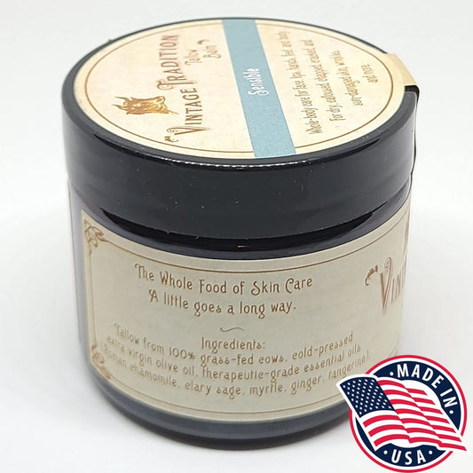Vintage Tradition Beef Tallow All Purpose Balm - Healing, Hydrating Luxurious Skin Care Salve Replaces Body Lotion, Hand Cream, More - Essential Oil, Olive Oil, And Grass-Fed Tallow, 2 Fl. Oz