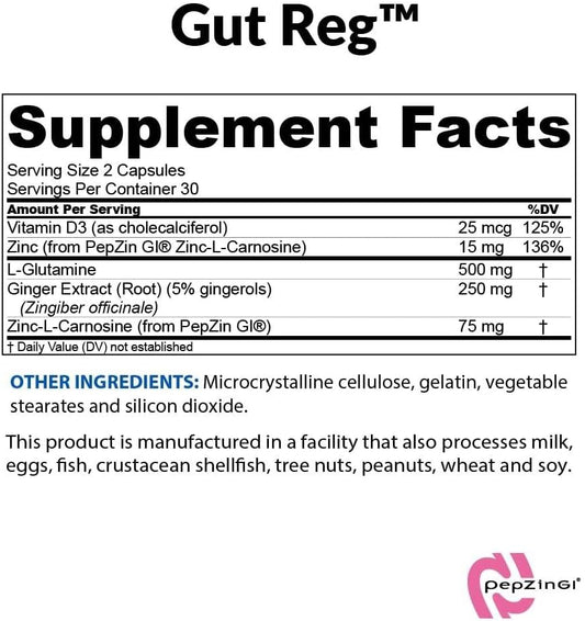 Biotrust Gut Reg Supports A Healthy Gut Lining, Helps Restore Gut Health And Helps Relieve Occasional Gi Discomfort With Pepzin Gi, L-Glutamine And Ginger Extract, Non-Gmo, Gluten-Free (60 Capsules)