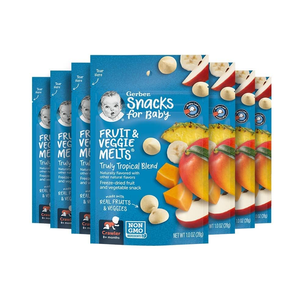 Gerber Snacks for Baby Fruit & Veggie Melts, Truly Tropical Blend, 1 Ounce (Pack of 7)