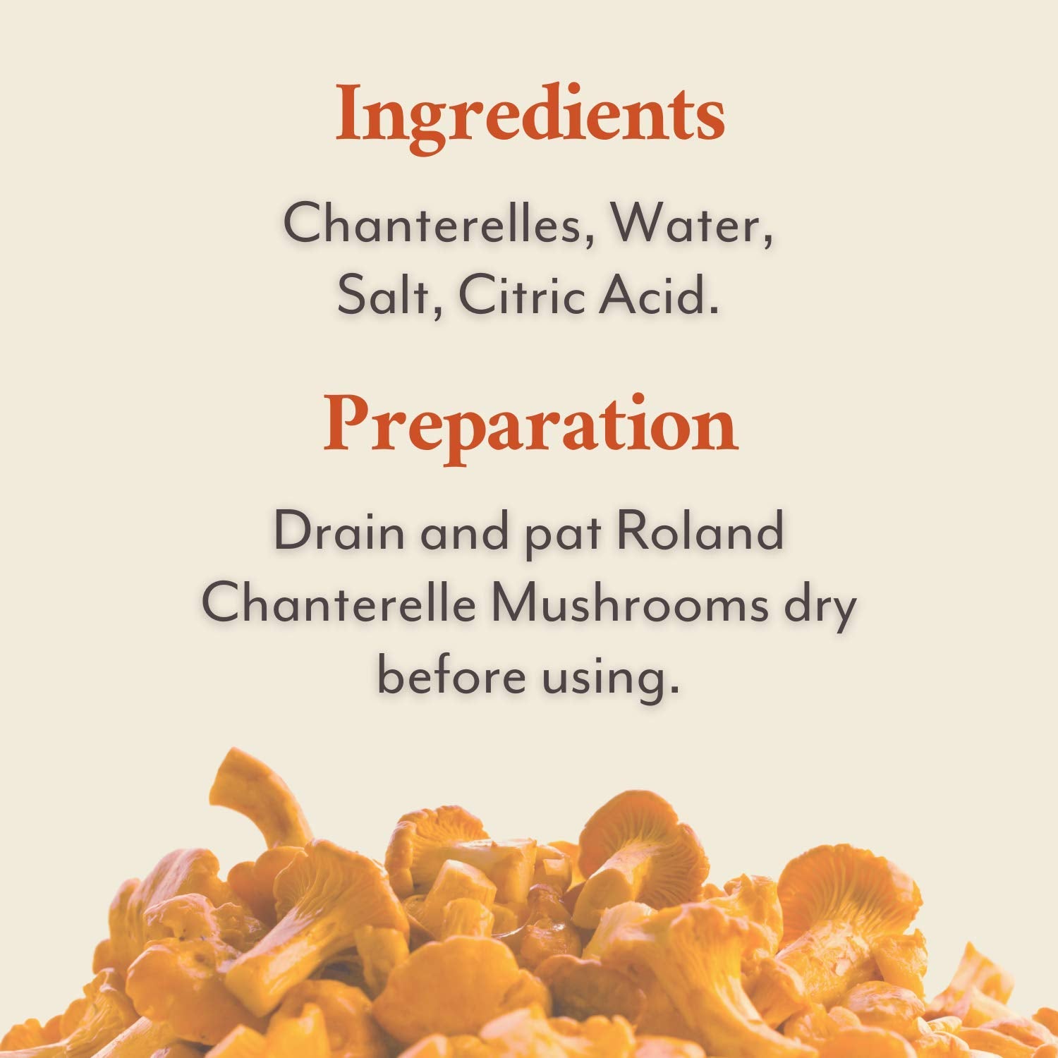 Roland Foods Canned Chanterelle Mushrooms, Specialty Canned Food, 7.9-Ounce Can