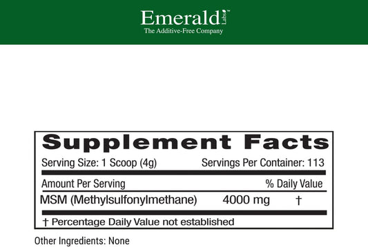 Emerald Labs Msm Powder 4,000 Mg - Plant Sourced Methylsulfonylmethane