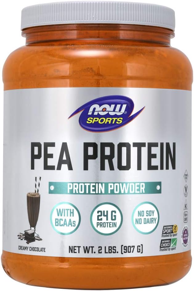 Now Foods Sports Nutrition, Pea Protein 24 G, Easily Digested, Creamy Chocolate Powder, 2-Pound